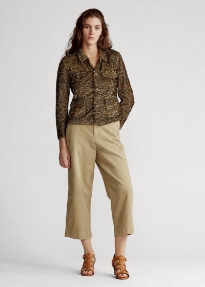 Pantalones Polo Ralph Lauren Mujer Marrom - Wide-Leg Twill - FIGLP1543